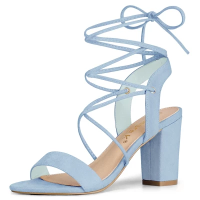 Allegra K Women's Lace Up Block High Heels Sandals 18 Allegra K Women's Lace Up Block High Heels Sandals - Image 16