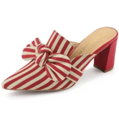 Allegra K Women's Stripe Bow Pointed Toe Block Heel Mules 21 Allegra K Women's Stripe Bow Pointed Toe Block Heel Mules -Noble Heels GUEST 68b83ceb 1c00 4035 8179 83580bff9567