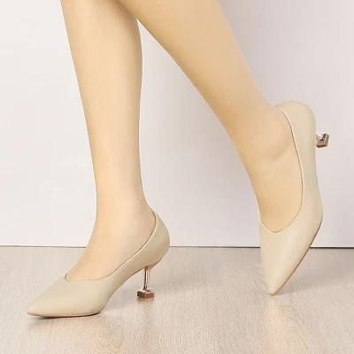 Allegra K Women's Pointed Toe Low Kitten Heel Dress Pumps 3 Allegra K Women's Pointed Toe Low Kitten Heel Dress Pumps