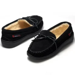 Alpine Swiss Sabine Womens Genuine Suede Shearling Slip On Moccasin Slippers -Noble Heels GUEST 6ebdc43c a011 4726 9207 7424b72680e6