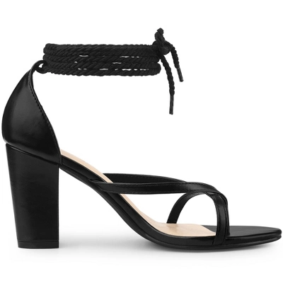 Allegra K Women's Flip Flops Chunky Heel Lace Up Heels Sandals 7 Allegra K Women's Flip Flops Chunky Heel Lace Up Heels Sandals - Image 5