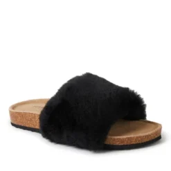 Fireside By Dearfoams Women's Canberra Genuine Shearling Band Footbed Slide Slippers -Noble Heels GUEST 70f6e00e 0af2 44f4 83df 718a540225e1