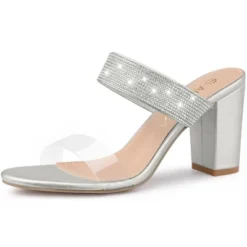 Allegra K Women's Clear Strap Rhinestones Heel Chunky Heels Slide Sandals 15 Allegra K Women's Clear Strap Rhinestones Heel Chunky Heels Slide Sandals -Noble Heels GUEST 7121d3f9 622d 45b8 b1fd d09fe8fc72c2