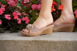 GC Shoes Juliet Perforated Flower Comfort Slide Wedge Sandals -Noble Heels GUEST 74609db7 e733 44e1 9217 46162c20a6a8