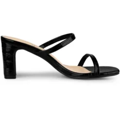 Perphy Dual Strap Croc Embossed Chunky Heel Slide Sandals -Noble Heels GUEST 76b23099 d9cc 46d2 821a fc82d5a6ed1e