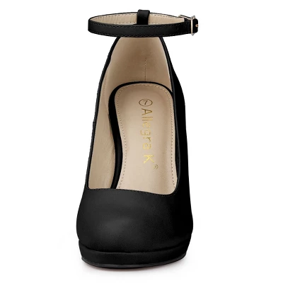 Allegra K Women's Round Toe Stiletto Heel Ankle Strap Pumps 3 Allegra K Women's Round Toe Stiletto Heel Ankle Strap Pumps