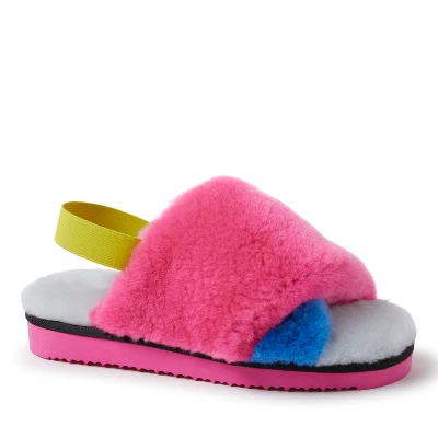 Dearfoams Adult Unisex Color Block Genuine Shearling Slingback Slide 7 Dearfoams Adult Unisex Color Block Genuine Shearling Slingback Slide - Image 5