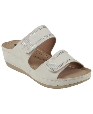GC Shoes Rea Velcro Double Band Embellished Comfort Slide Wedge Sandals 9 GC Shoes Rea Velcro Double Band Embellished Comfort Slide Wedge Sandals - Image 7