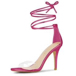Allegra K Women's Clear Strap Stiletto Heel Lace Up Heels Sandals -Noble Heels GUEST 827c4268 7be3 46ab 95fe 5542bda1829e