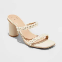 Women's Audra Mule Heels - A New Day™ Cream -Noble Heels GUEST 879a844a 4a9f 42ff 8e94 67d1f9c36eb8