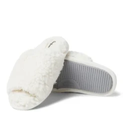 Dearfoams Womens Lane Teddy Slide Slippers