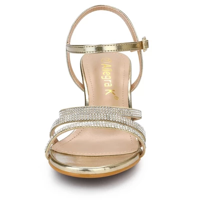 Allegra K Women's Ankle Strap Rhinestone Kitten Heel Sandals 4 Allegra K Women's Ankle Strap Rhinestone Kitten Heel Sandals - Image 2