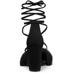 Allegra K Women's Faux Fur Lace Up Strappy Chunky Heels Sandals -Noble Heels GUEST 88e69252 359e 40a0 b1ce 23109c54ef8d
