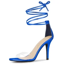 Allegra K Women's Clear Strap Stiletto Heel Lace Up Heels Sandals -Noble Heels GUEST 897d6a63 48f2 4d9e a6fe 0944d26a10db