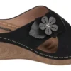 GC Shoes Selly Cross-Strap Flower Comfort Slide Wedge Sandals