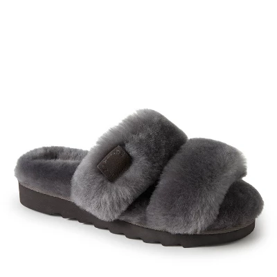 Dearfoams Women's Benalla Genuine Shearling Double Band Slide Slippers 7 Dearfoams Women's Benalla Genuine Shearling Double Band Slide Slippers - Image 5