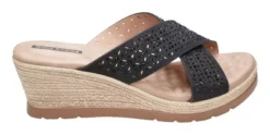 GC Shoes Malia Embellished Cross Strap Comfort Slide Wedge Sandals