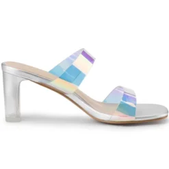 Allegra K Women's Colorful Straps Clear Heels Chunky Heel Clear Sandals -Noble Heels GUEST 8b70fd34 eaa3 4c65 94a5 09fe35646701