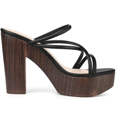 Allegra K Women's Platform Crisscross Strap Chunky Heel Slide Sandals 7 Allegra K Women's Platform Crisscross Strap Chunky Heel Slide Sandals - Image 5