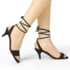 Allegra K Women's Kitten Heel Lace Up Faux Suede Heel Sandals -Noble Heels GUEST 8f91b429 b40f 405f a941 e817b53126b9