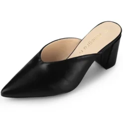 Allegra K Women's Pointed Toe Chunky Heels Slides Mules -Noble Heels GUEST 939275d2 e36d 49fa b972 2feeb4135c33
