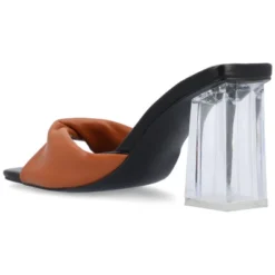 Journee Collection Womens Aylia Clear Block Heel Soft Vegan Leather Slip On Sandals -Noble Heels GUEST 96bad67e 87e7 47e1 97ba 781a700202dc