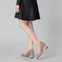 Allegra K Women's Pointy Toe Slip-on Plaid Printed Chunky Heels Pumps