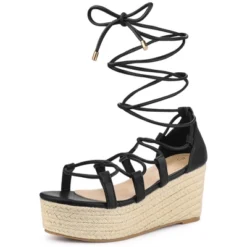 Perphy Lace Up Platform Wedge Heel Strappy Sandals For Women -Noble Heels GUEST 9d5202c9 f6e9 436e bb79 ab33f8faa000