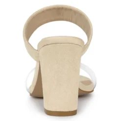 Allegra K Women's Dual Clear Strap Block Heels Slides Sandals -Noble Heels GUEST 9eba1ac8 3e36 40f1 82d8 544f33a0c4ba
