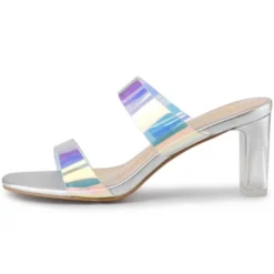 Allegra K Women's Colorful Straps Clear Heels Chunky Heel Clear Sandals -Noble Heels GUEST a0070888 29b4 4a22 a7b4 604ab03c9a52