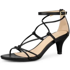 Perphy Strappy Knot Ankle Strap Kitten Heels Sandals For Women -Noble Heels GUEST a1083361 ec87 4375 9192 68530fc64213
