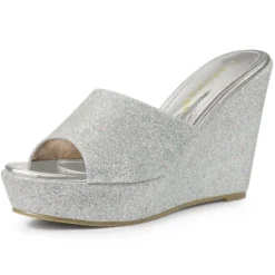 Allegra K Women's Glitter Platform Slip-on Wedge Heels Sandals 20 Allegra K Women's Glitter Platform Slip-on Wedge Heels Sandals -Noble Heels GUEST a1426b07 d6ee 4db9 b573 b4f3b7693323