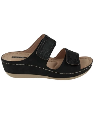 GC Shoes Rea Velcro Double Band Embellished Comfort Slide Wedge Sandals 3 GC Shoes Rea Velcro Double Band Embellished Comfort Slide Wedge Sandals