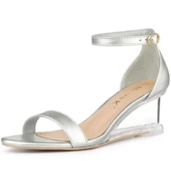 Allegra K Women's Ankle Strap Low Wedge Clear Heels Sandals -Noble Heels GUEST a52c851a 442e 4f17 b25f 56dfa8cf66c5