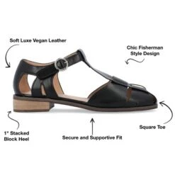 Journee Collection Womens Azzaria Low Block Heel Square Toe Flats -Noble Heels GUEST a775c71a 8a5b 4ad8 b4ee c85b7c4964c7