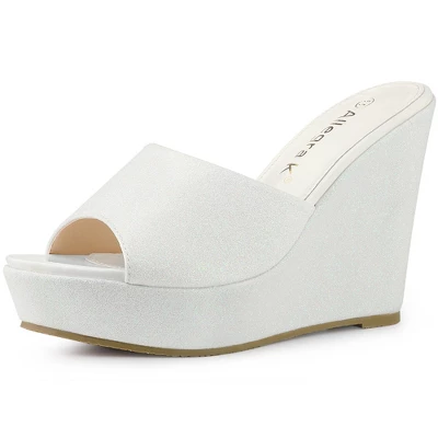 Allegra K Women's Glitter Platform Slip-on Wedge Heels Sandals 11 Allegra K Women's Glitter Platform Slip-on Wedge Heels Sandals - Image 9