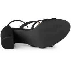 Allegra K Women's Crystal Rhinestone Buckle Chunky Heel Sandal -Noble Heels GUEST aab5444a 1067 446a b4aa 881ebdd045d4