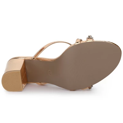 Allegra K Women's Crisscross Strap Rhinestone Block Heel Slide Sandals 7 Allegra K Women's Crisscross Strap Rhinestone Block Heel Slide Sandals - Image 5