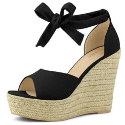 Allegra K Women's Espadrilles Tie Up Ankle Strap Wedges Sandals -Noble Heels GUEST ae997d2e f9e3 4cf8 b208 8d50a5c13b90