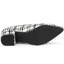 Allegra K Women's Pointy Toe Knitted Print Chunky Heels Pumps -Noble Heels GUEST b104d926 c177 48d1 a45f bdaad61b3a4c