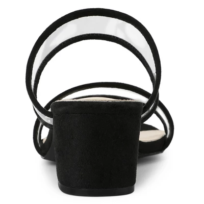 Allegra K Women's Clear Strap Block Heel Slide Sandals 5 Allegra K Women's Clear Strap Block Heel Slide Sandals - Image 3