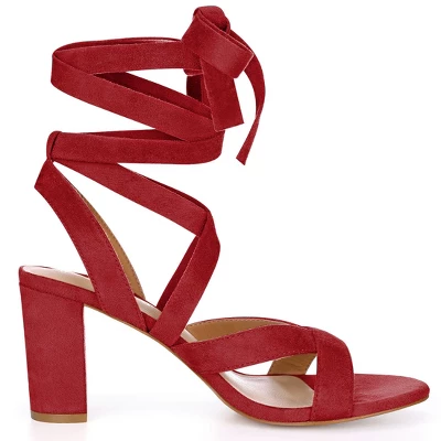 Allegra K Women's Crisscross Chunky Heel Lace Ups Sandals 8 Allegra K Women's Crisscross Chunky Heel Lace Ups Sandals - Image 6