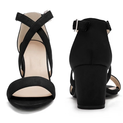 Perphy Women's Crisscross Strap Open-Toe Chunky Heels 4 Perphy Women's Crisscross Strap Open-Toe Chunky Heels - Image 2