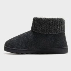 Dluxe By Dearfoams Women's Knit Cuff Felted Bootie Slippers
