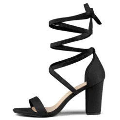 Allegra K Women's Open Toe Lace Up Chunky High Heels Sandals -Noble Heels GUEST bf4a9cb1 3208 4959 a6d5 9a0d27f7b0d0