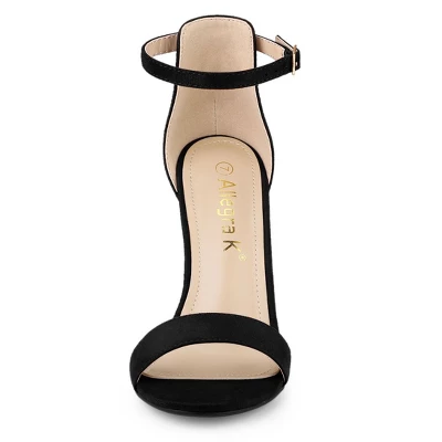 Allegra K Women's Suede Ankle Strap High Stiletto Sandals 4 Allegra K Women's Suede Ankle Strap High Stiletto Sandals - Image 2