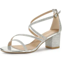 Allegra K Women's Glitter Crisscross Strap Chunky Sandals 27 Allegra K Women's Glitter Crisscross Strap Chunky Sandals -Noble Heels GUEST c601e221 9aaa 4de9 a9cc bfd39239228e