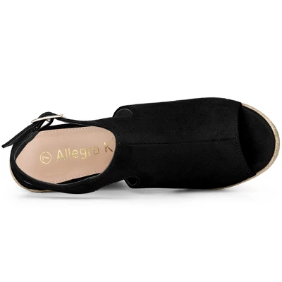 Allegra K Women's Slingback Peep Toe Platform Wedge Heels Sandals 5 Allegra K Women's Slingback Peep Toe Platform Wedge Heels Sandals - Image 3