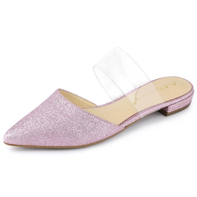 Allegra K Women's Glitter Clear Strap Flat Mules 10 Allegra K Women's Glitter Clear Strap Flat Mules - Image 8