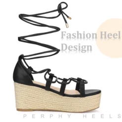 Perphy Lace Up Platform Wedge Heel Strappy Sandals For Women -Noble Heels GUEST cbe94dc4 4789 4849 b74d 78b8cd03b99d